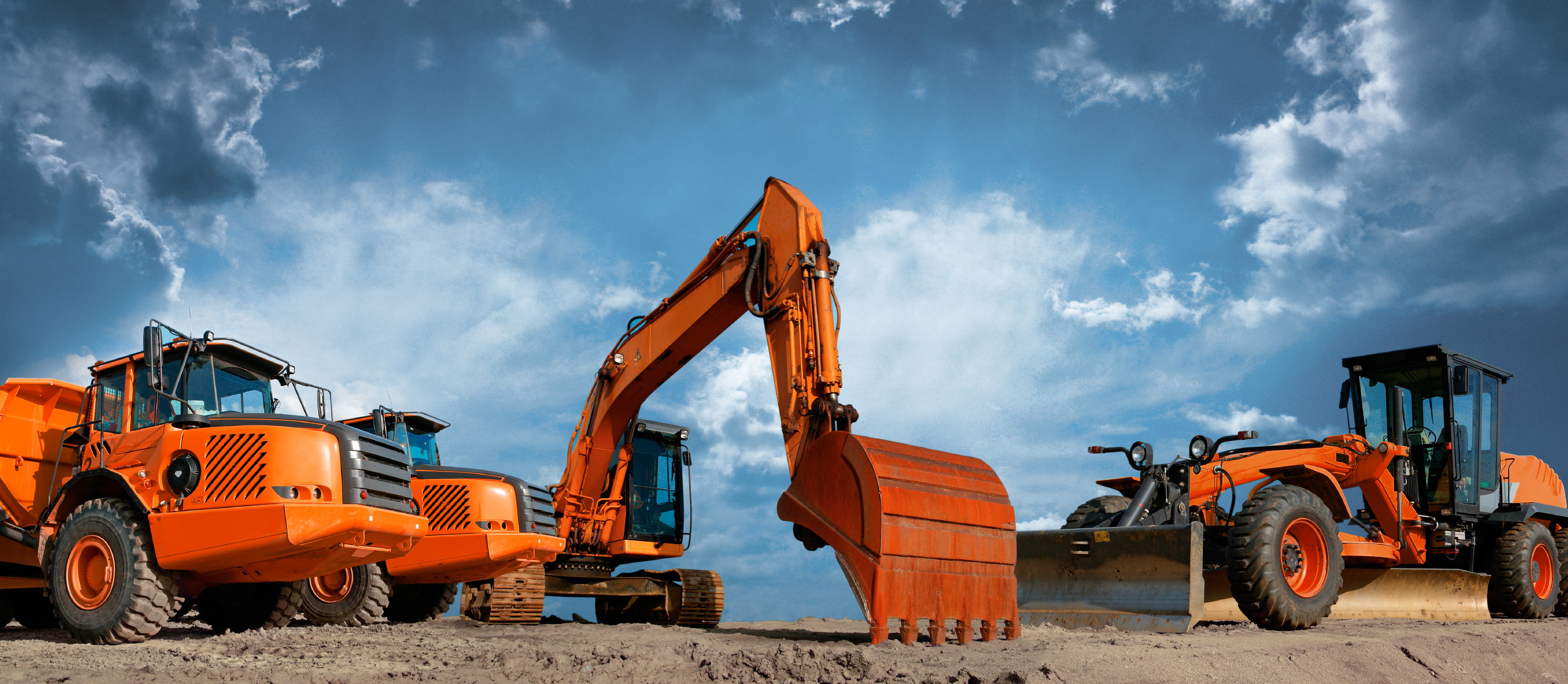 Erdbaumaschinen in Erde