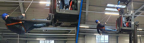 Neue Zusatzausbildung: Abseilen vom Hochregalstapler