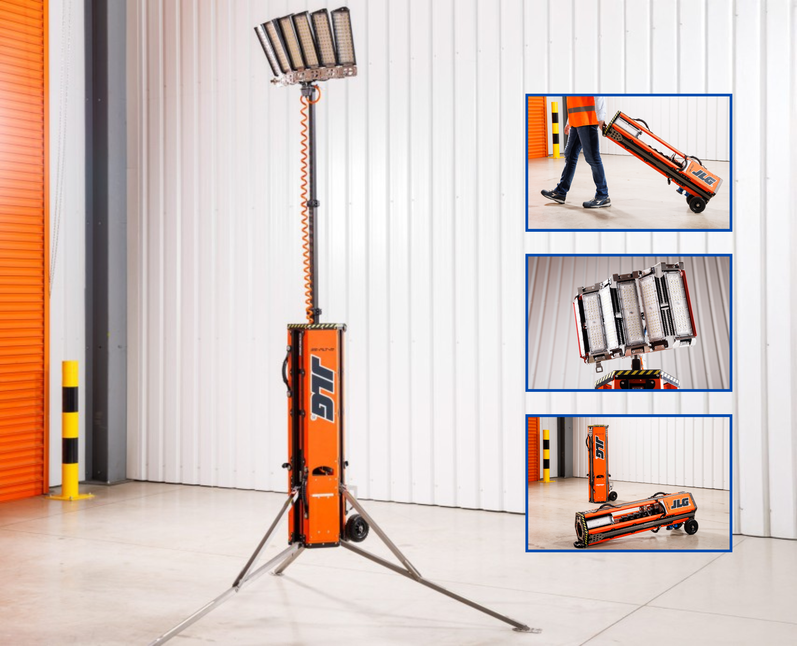 JLG 45 & JLG 95, die Abbildung zeigt einen portablen Lichtmasten von JLG